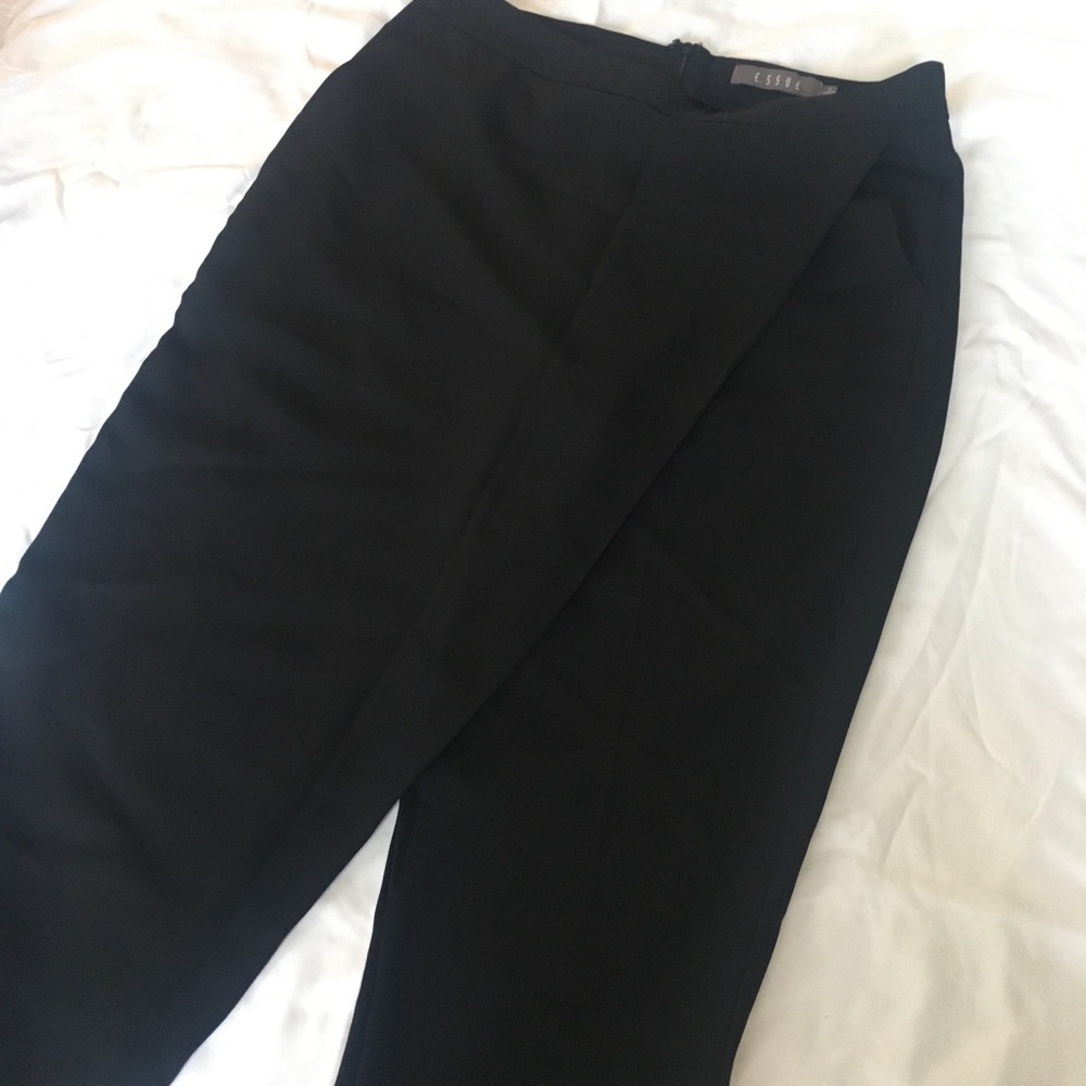 Faux wrap pencil leg pant. Grey dress pant!